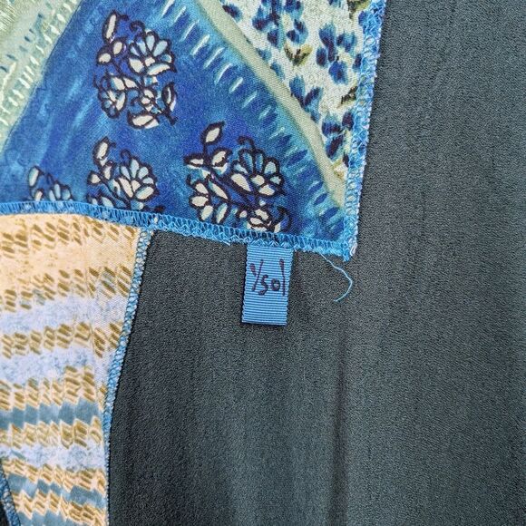 Boho Artisan Kimono Jacket – Forest Green with Patchwork Art & Embroidery – One - Picture 4 of 8